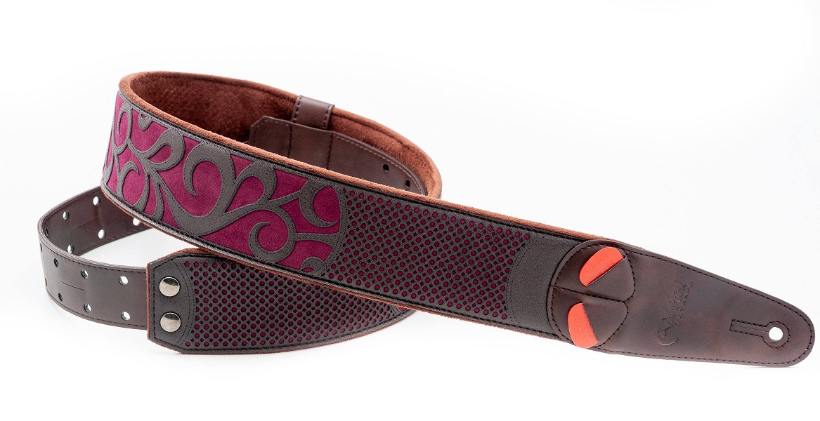 Burgundy-guitar-vegan-strap-by-rightOn